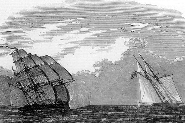 two slaver ships sailing in the atlantic