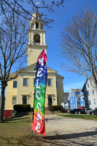 welcome banner outside church