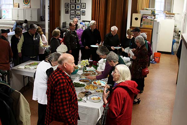 group having a reception at the church