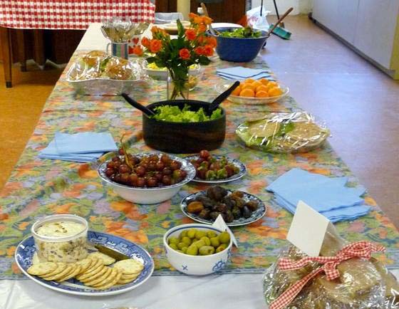 table of coffee hour snacks